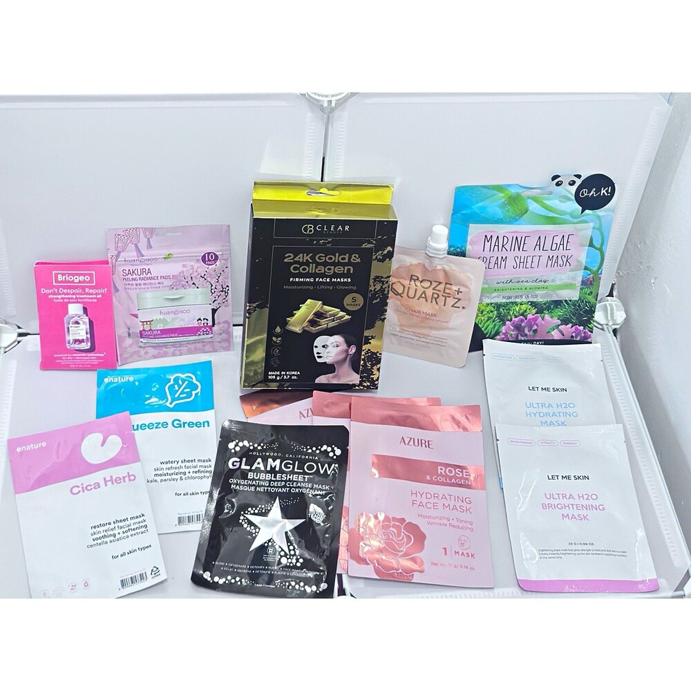 Luxury K-Beauty Skincare Lot Glamglow 24K Gold Face Mask Sheet Bundle New